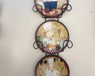 The top plate says "Vegetable Soup." The middle plate says "Good Food, Good Life." The bottom plate appears to say "Spice It Up!"