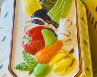 Decorative Ceramic Vegetable Serving Tray / Kitchen Wall Plaque