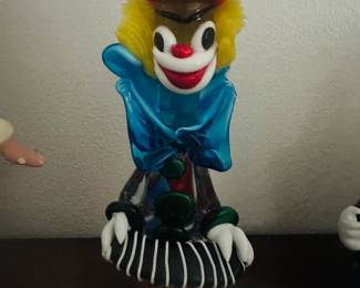 Hand-Blown Art Glass Clown Figurine β Murano Style