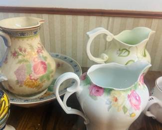 Collection of Vintage Floral Porcelain Pitchers & Creamers β Cottage Garden Decor