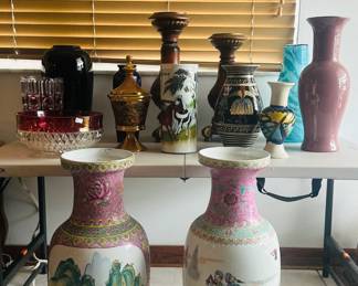 Collection of Decorative Vases, Art Glass & Asian Porcelain Decor