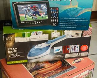 Digital Prism Portable Digital LCD TV (boxed) Easy Home Steam Brush garment steamer (boxed) Renaissance Collection "Fountain D'Amore" decorative fountain (boxed) Original packaging as shown