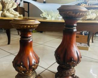 air of Decorative Renaissance-Style Candle Holders / Pedestal Candlesticks