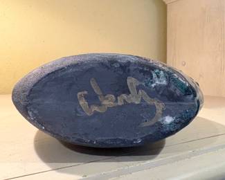 authentic Japanese raku studio art pottery piece signed by the late American ceramicist Michael Weinberg