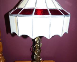 BRASS STAINED GLASS SHADE LAMP (SEE NEXT PIC)