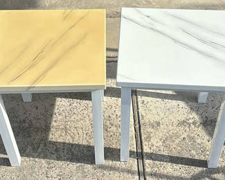 Lot 35: Two Square Side Tables with Marble-Pattern Tops