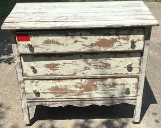 Lot 111: Wooden Three-Drawer Chest