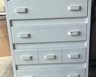 Lot 39: White Wooden Dresser with Multiple Drawers