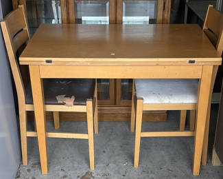 Lot 41: Wooden Dining Table with Two Chairs