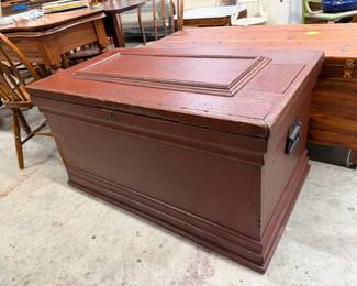 Large original berry stain trunk. Pine wood, 42" w by 24" d by 22" t.  Clean inside.