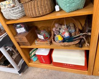 Vintage plastic canister set and bread box. Salt & pepper too.