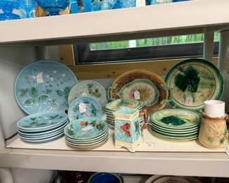 Majolica items.