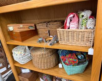 More baskets of sewing supplies.