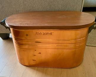 Atlantic copper wash tub with wooden handles for drinks/ multi purpose with wood top