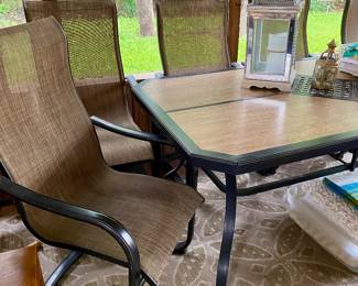 large table with 6 chairs all with arms, great condition 