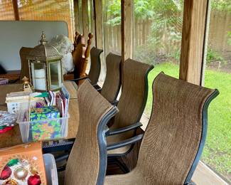 large table with 6 chairs all with arms, great condition 