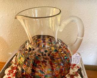 Wimberley Glassworks  Art glass pitcher, hand blown 