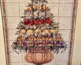 floral tile  look art print ready for framing 