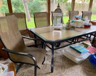 large table with 6 chairs all with arms, great condition 