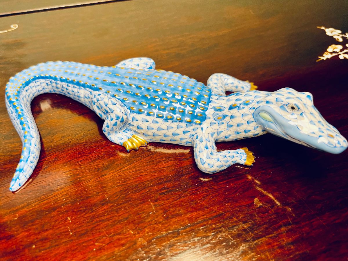 Handpainted, first edition Herend alligator