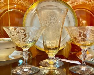 Vintage Fostoria ‘Versailles’ Topaz Crystal Stemware 