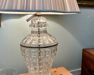 Large Brass & Cut Crystal Table Lamp