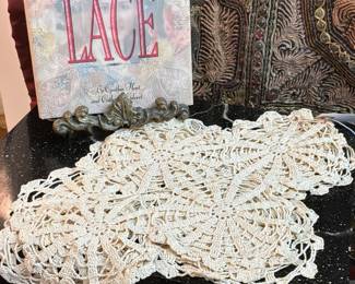"The Love of Lace" Hardback Book, 5 Pieces of Vintage Handmade Lace