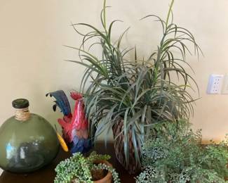 3 Plants Rooster And Glass Ball