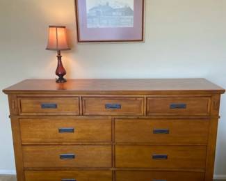 Nine Drawer Dresser, Lamp Art