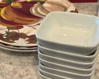 Autumn Harvest Pumpkin Plates and White Ramekins