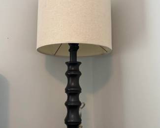 Black Spindle Table Lamp with Linen Shade