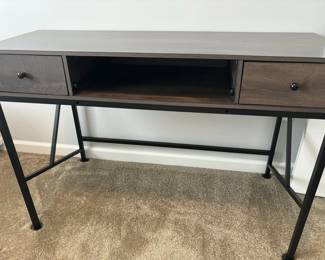 Modern Dark Wood and Metal Desk