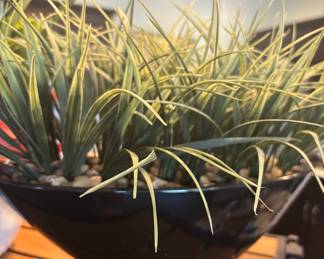 Artificial Grass Plant in Black Bowl