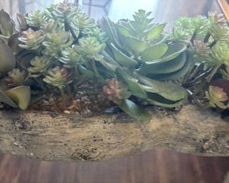 Artificial Succulent Arrangement in Faux Driftwood Planter