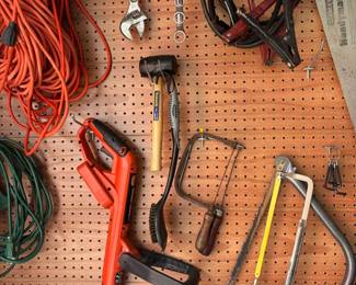 Assorted Hand and Power Tools with Extension Cords