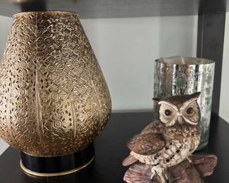 Resin Owl Table Lamp with Owl Figurine