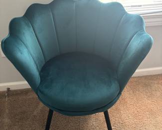Teal Velvet Scalloped Armchair