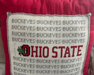 Ohio State Buckeyes "GO BUCKS" Cross-Stitch Throw Pillow