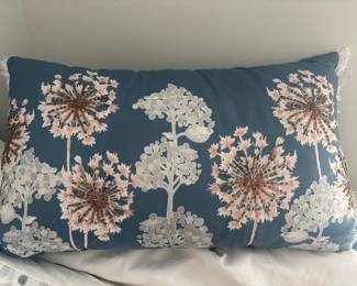 Beaded Dandelion and Floral Motif Throw Pillow