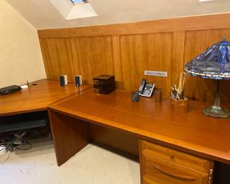 Corner Desk, Cherry wood with inlay