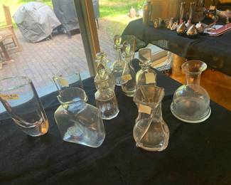 Assorted carafe’s, Simon pierce, orrefors and more