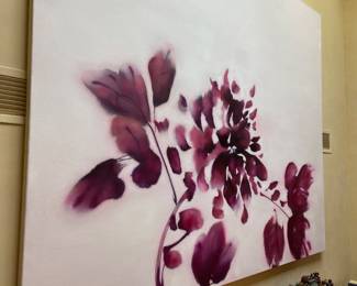Large Original Oil Painting by He Sen , "Peony" 78" x 97.5