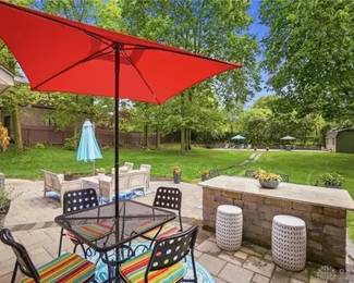 Patio table and chairs (white teak in background not for sale)