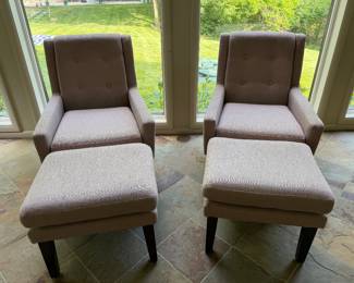 Matching armchairs with foot stools