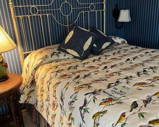 Antique Wrought Iron Bed with Headboard and Footboard
