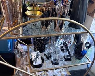 Bar cart & drinking glasses