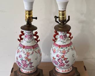 Pair Chinese Export lamps