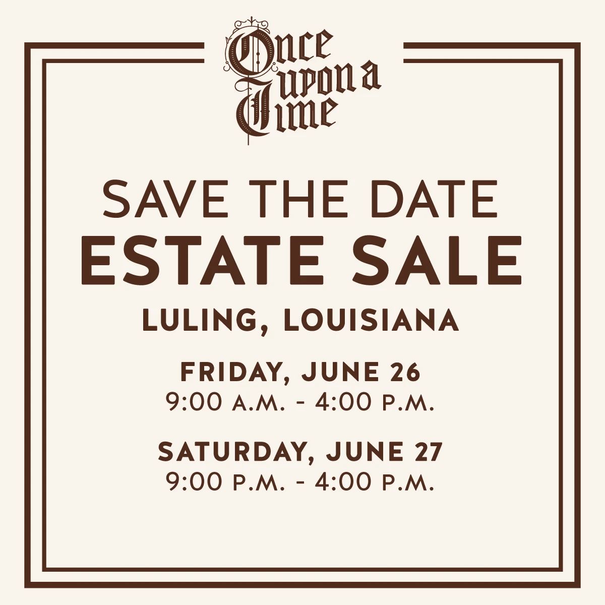 willowdale estate sales graphics save date