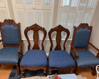 two armchairs, two side chairs, good upholstery