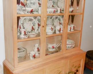 MID CENTURY CHINA CABINT HAND PAINTED